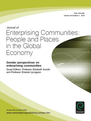 cover image of Journal of Enterprising Communities: People and Places in the Global Economy, Volume 10, Number 1